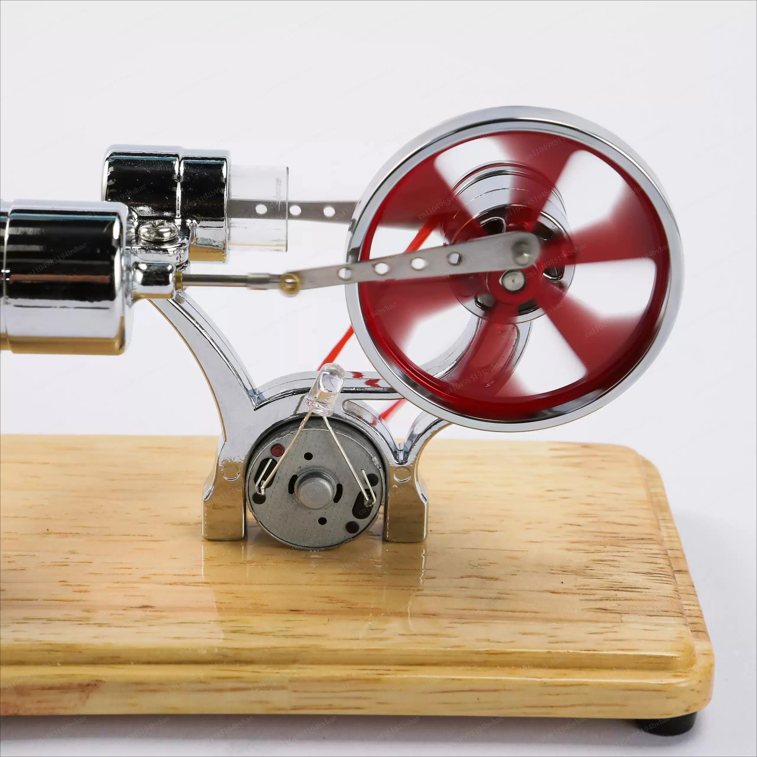 Engine Model with LED Wood based Flywheel Generator Physical Experiment Science