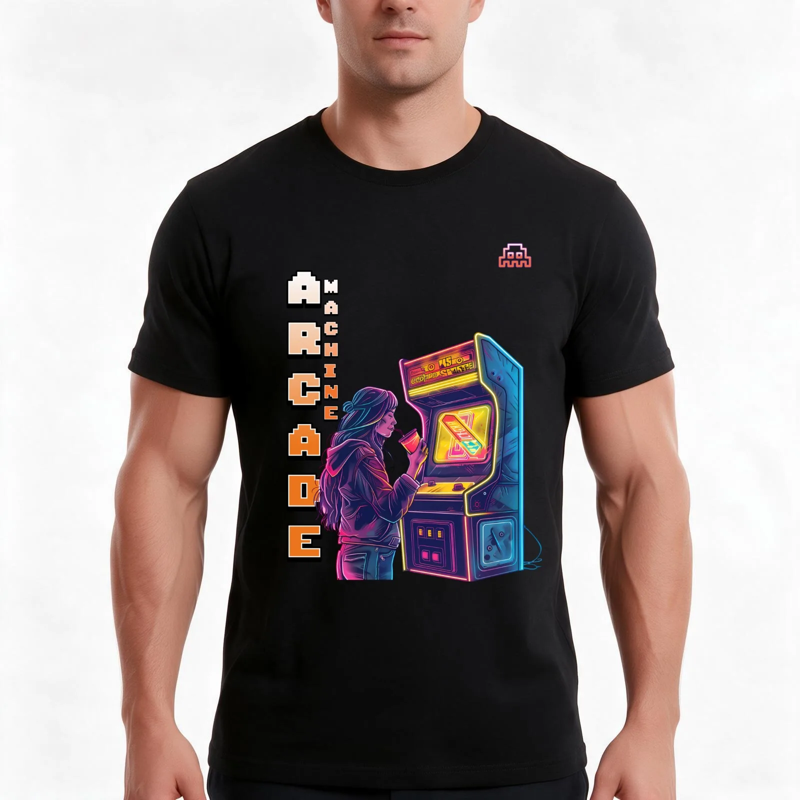 Immortal Legends: Tribute to the Iconic Characters of Arcade Machines T-Shirt, Summer Casual Cotton Tee, Vintage Graphic Print