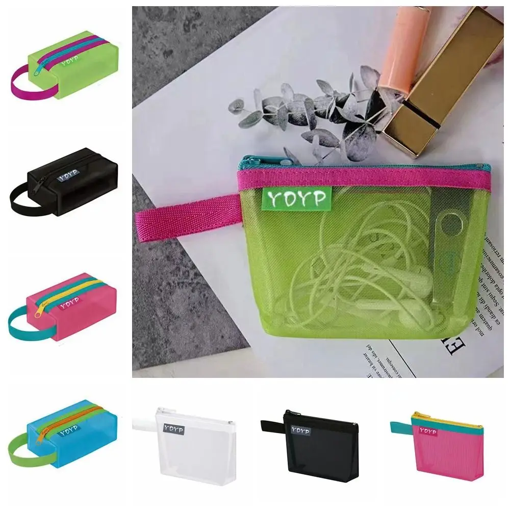 

ID Credit Card Holder Mesh Storage Bag Transparent File Bag Lipstick Bags Small Coin Purse Lipstick Bag Travel Organizer