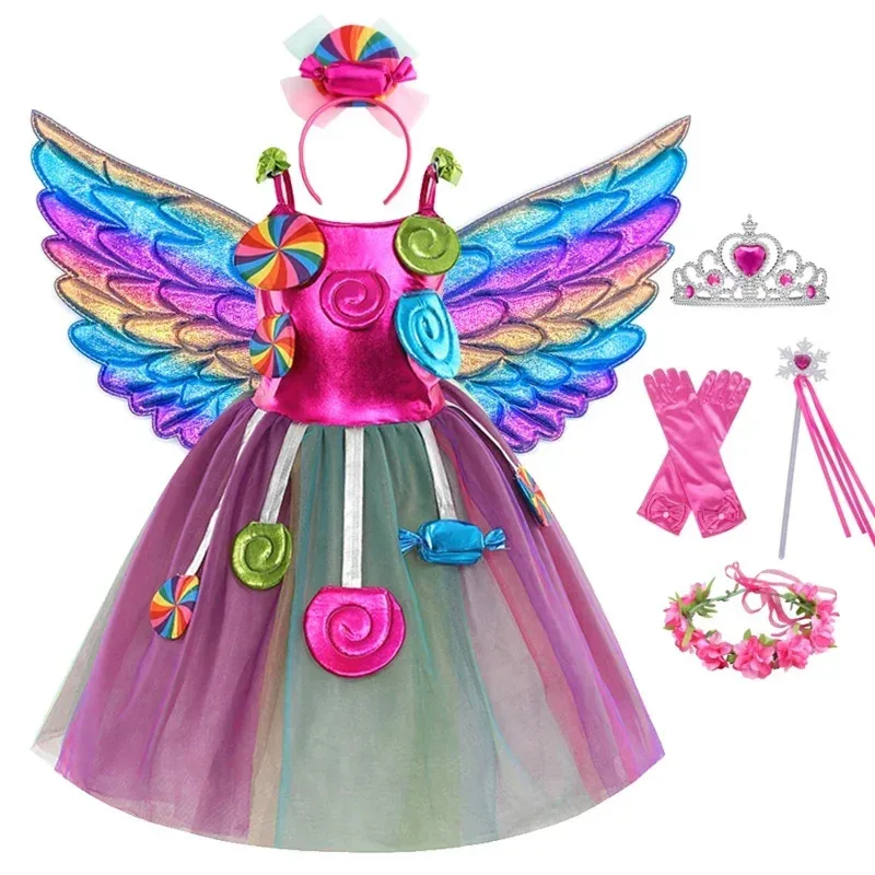 قمامة الدببة مهرجان فستان فتاة بوريم حفلة عيد ميلاد الأميرة مصاصة كاندي الملابس مع عقال ل W 2025 جديد