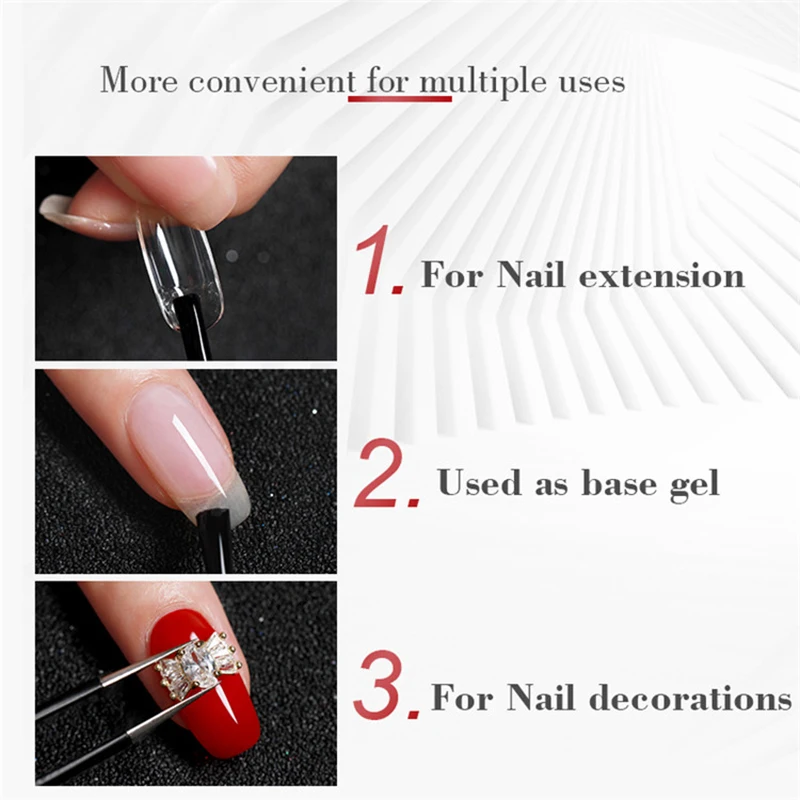 AS 15ML Nagelspitzen Kleber Gel für Falses Nagelspitzen Schnelle Verlängerung 3 IN 1 Funktion Nägel Kunst Transparenter Gelpoliermittel Soak Off UV Gel – Detail 5