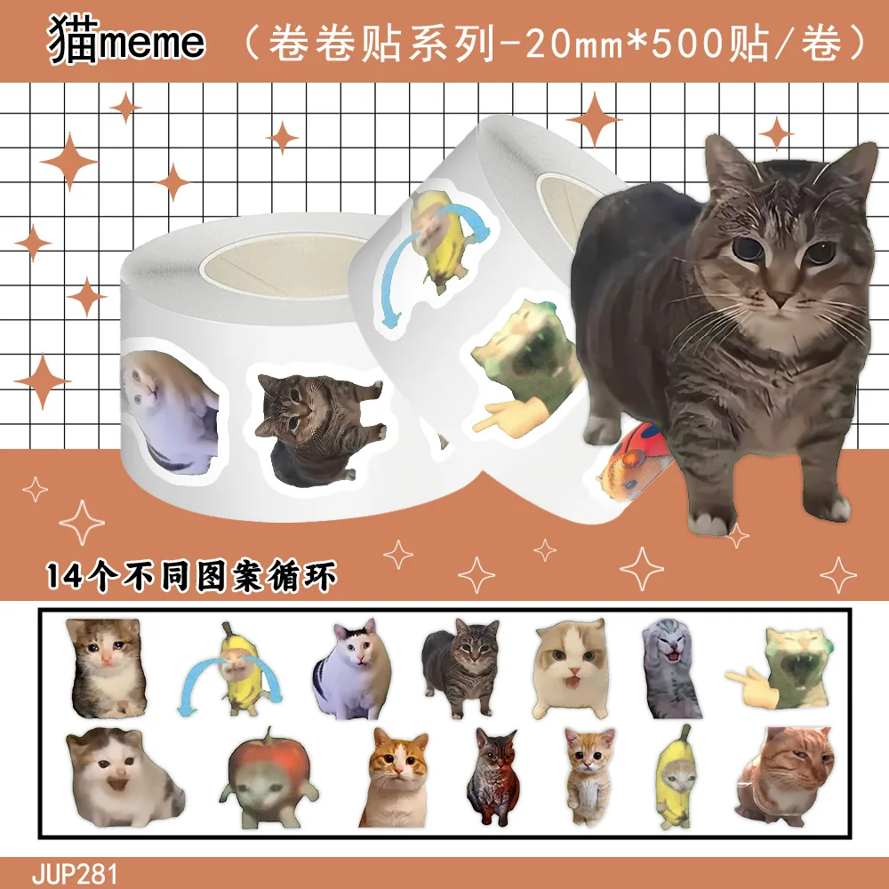

500pcs/Roll Cute Cat Stickers For Laptop Suitcase Album Stationery Waterproof Album Decals Kids Gifts