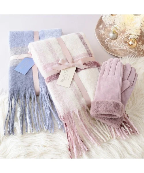 Warmth-Keeping Anti-Wind Plaid Scarf Neck Warmer Korean Style Long Rectangle Shape for Young Women Winter Season Fashion Acce...