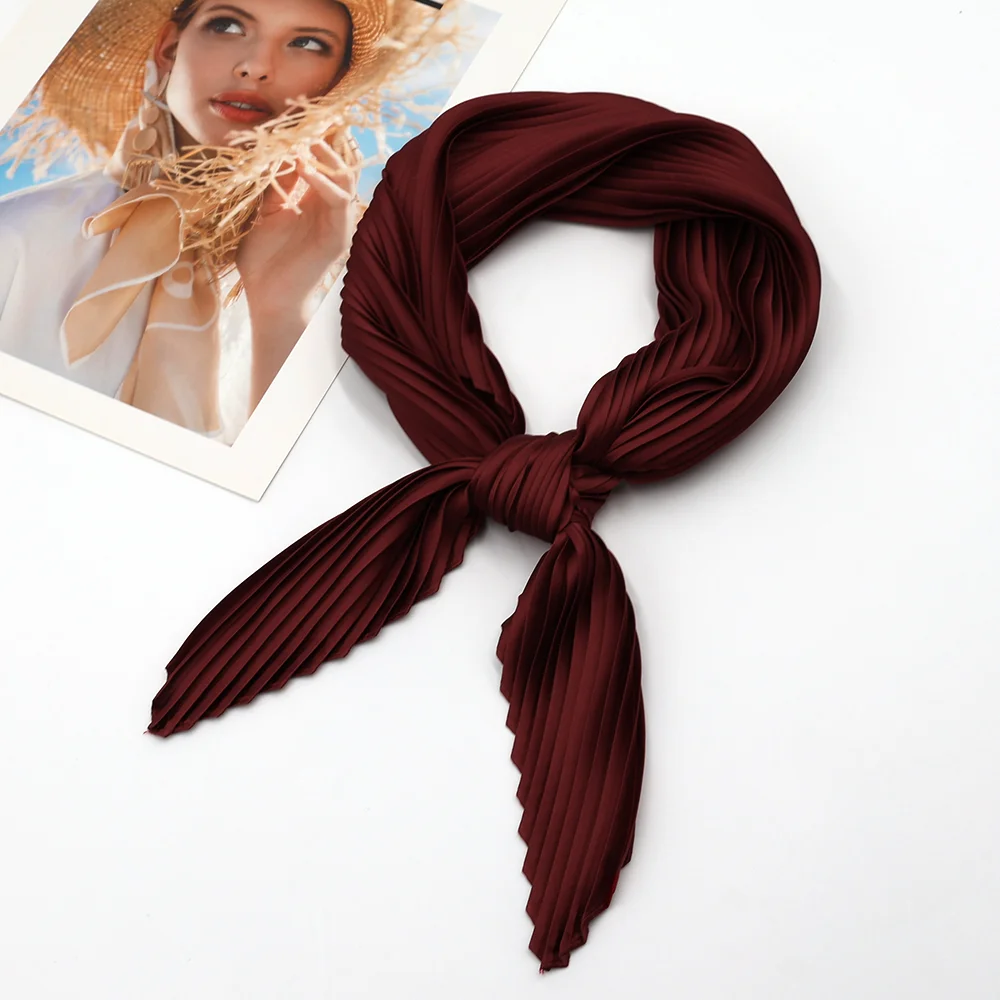 Fashion Crepe Lozenge Silk Scarfs Women Headband Neck Ties Hair Scarf Hijab Female Hairband Design Neckerchief Scarves Foulard