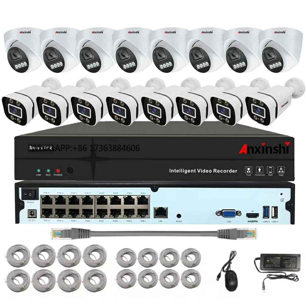 

Горячая распродажа 2026: Комплект IP-видеорегистраторов Anxinshi 16-канальный POE NVR Mini 4MP для систем видеонаблюдения H.265