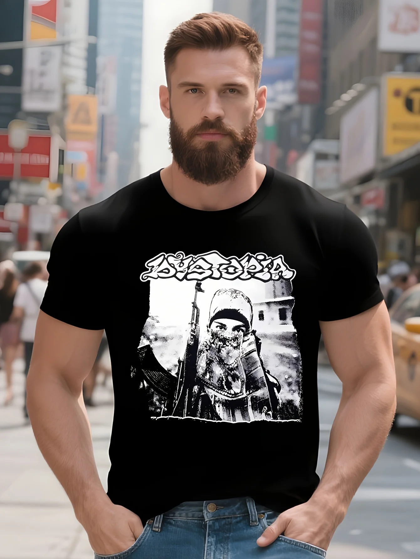 

Dystopia, hardcore crust punk, grind, metal durable cotton material washable and durable short-sleeved breathable and cool in su