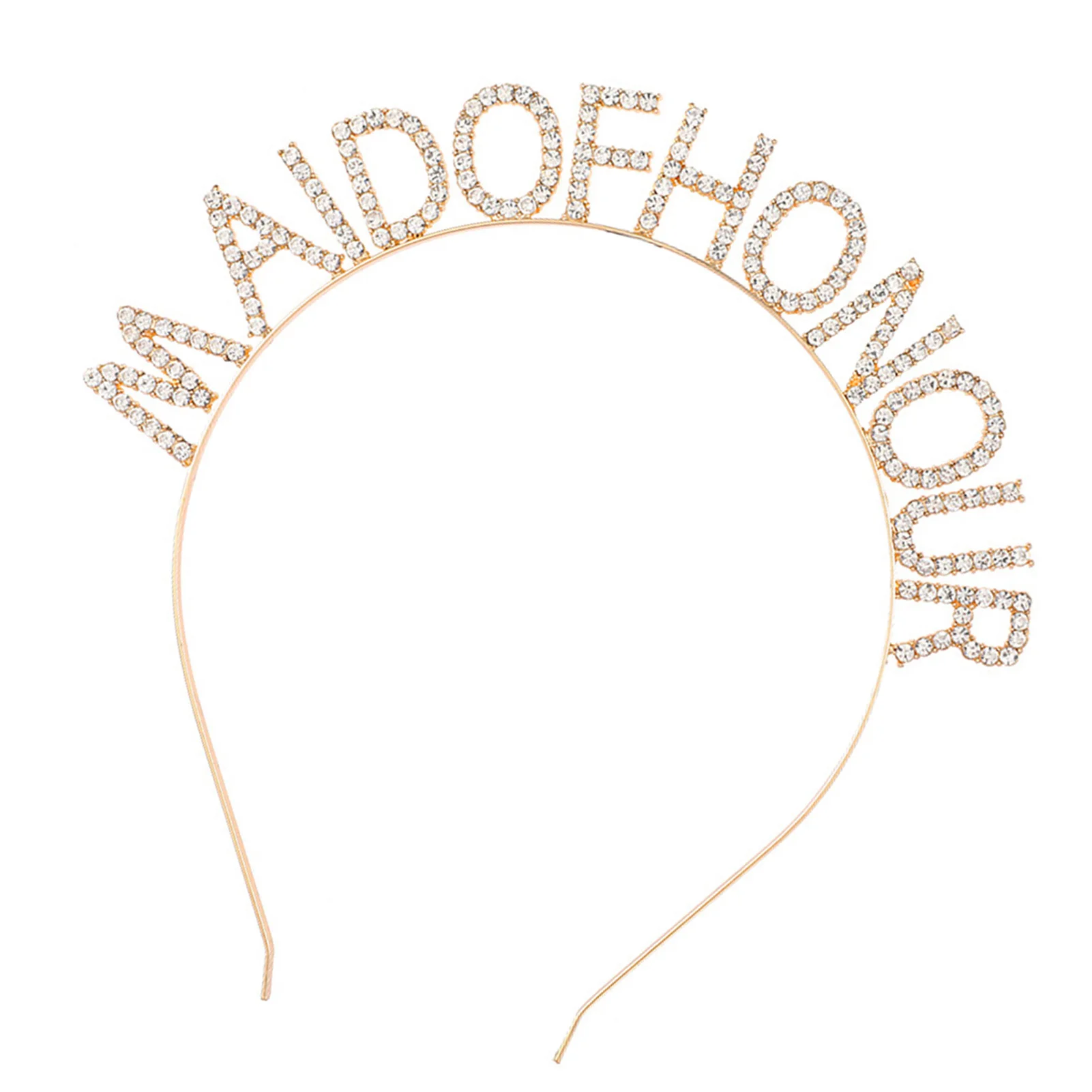 Alloy Rhinestone Letter Hairband MAID OF HONOUR Bridal Headpiece Adjustable Non Slip Hoop for Women Wedding Party Prom