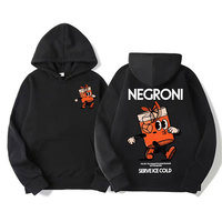 Negroni Cocktail Mascot Meme Hoodie Funny Retro Cartoon Drink Sweatshirt Men Women Fashion Trend Casual Oversized Gothic Hoodies