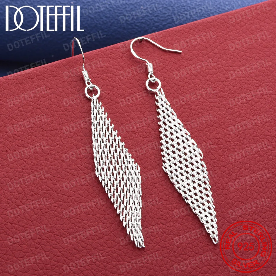 Exquisite 925 Silver Openwork Tassel Earrings – Stylish Women's Jewelry for Weddings and Parties