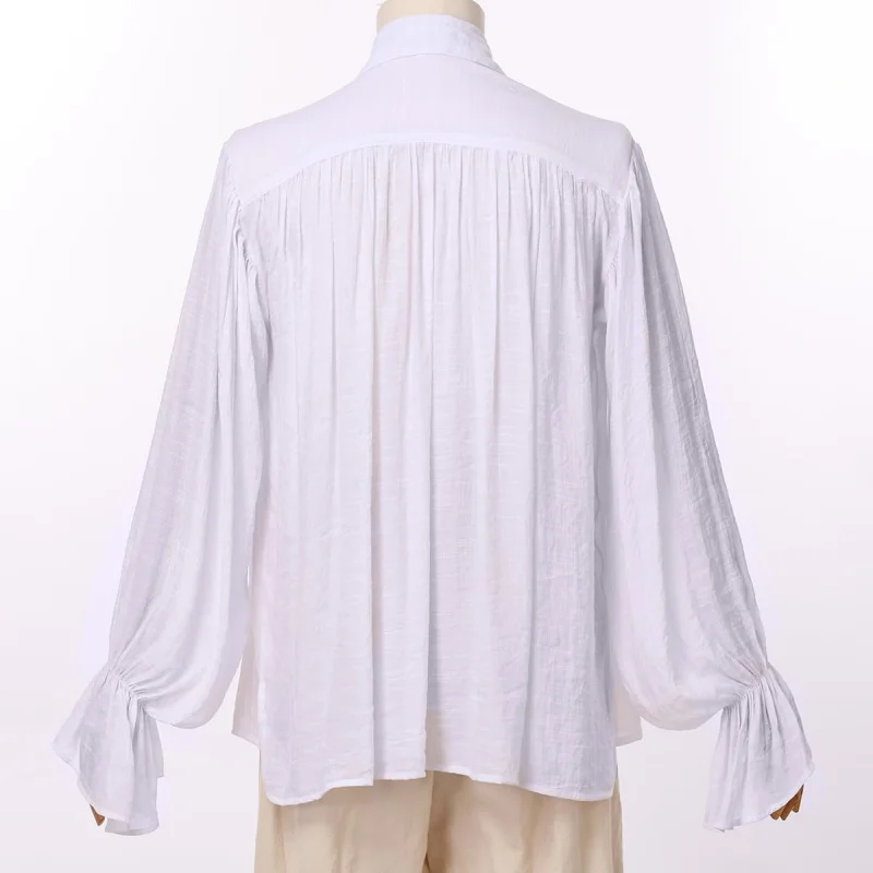 Men Pirate Shirt Women Vampire Renaissance Shirts Victorian Ruffled Medieval Costume Cotton Linen Shirt
