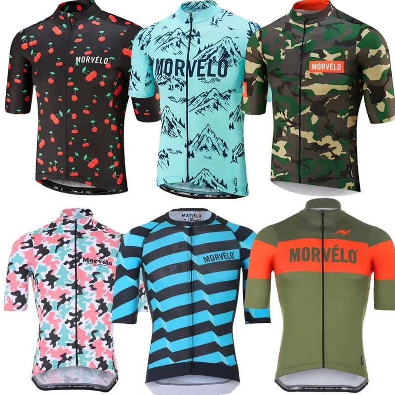 2020 MORVELO Men short sleeve cycling jerseys Summer Tops Shirt Bike Clothing shirts MTB Breathable Bicycle Wear 100% Polyester