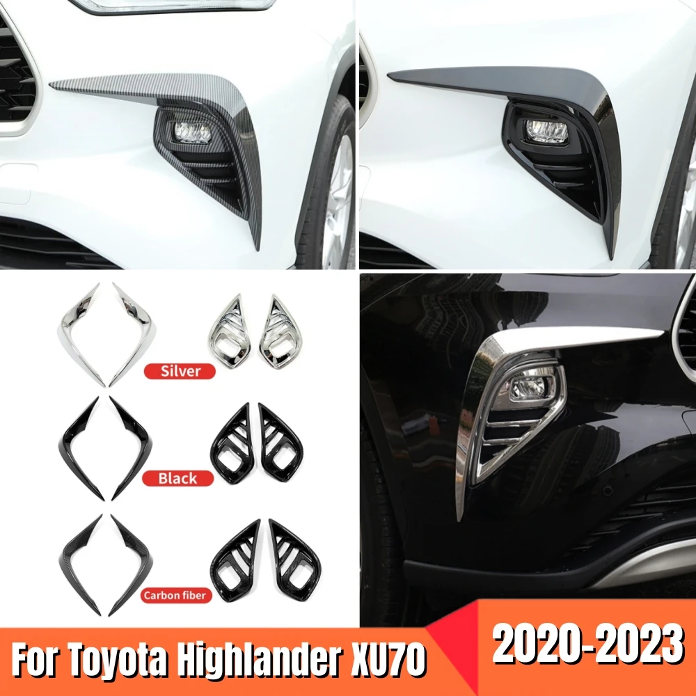 

For Toyota Highlander XU70 2020 2021 2022 2023 Car Front Fog Lights Lamp Eyebrow Trim Cover Spoiler Wind Knife Blade Accessories