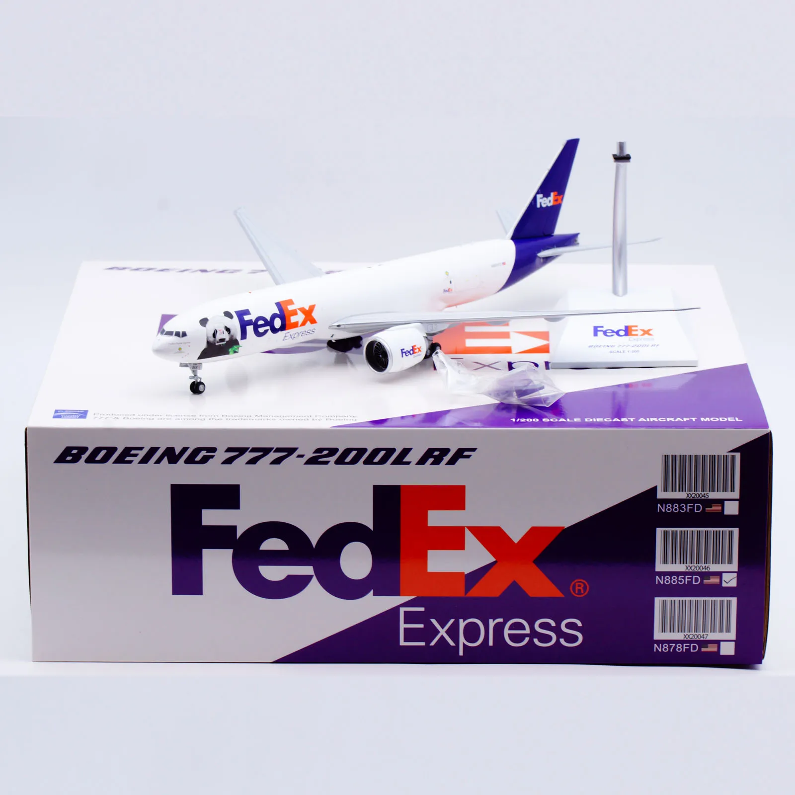 XX20046 Коллекционный самолет из сплава в подарок JC Wings 1:200 Fedex «Panda Express» Boeing B777F Литая под давлением модель самолета N885FD