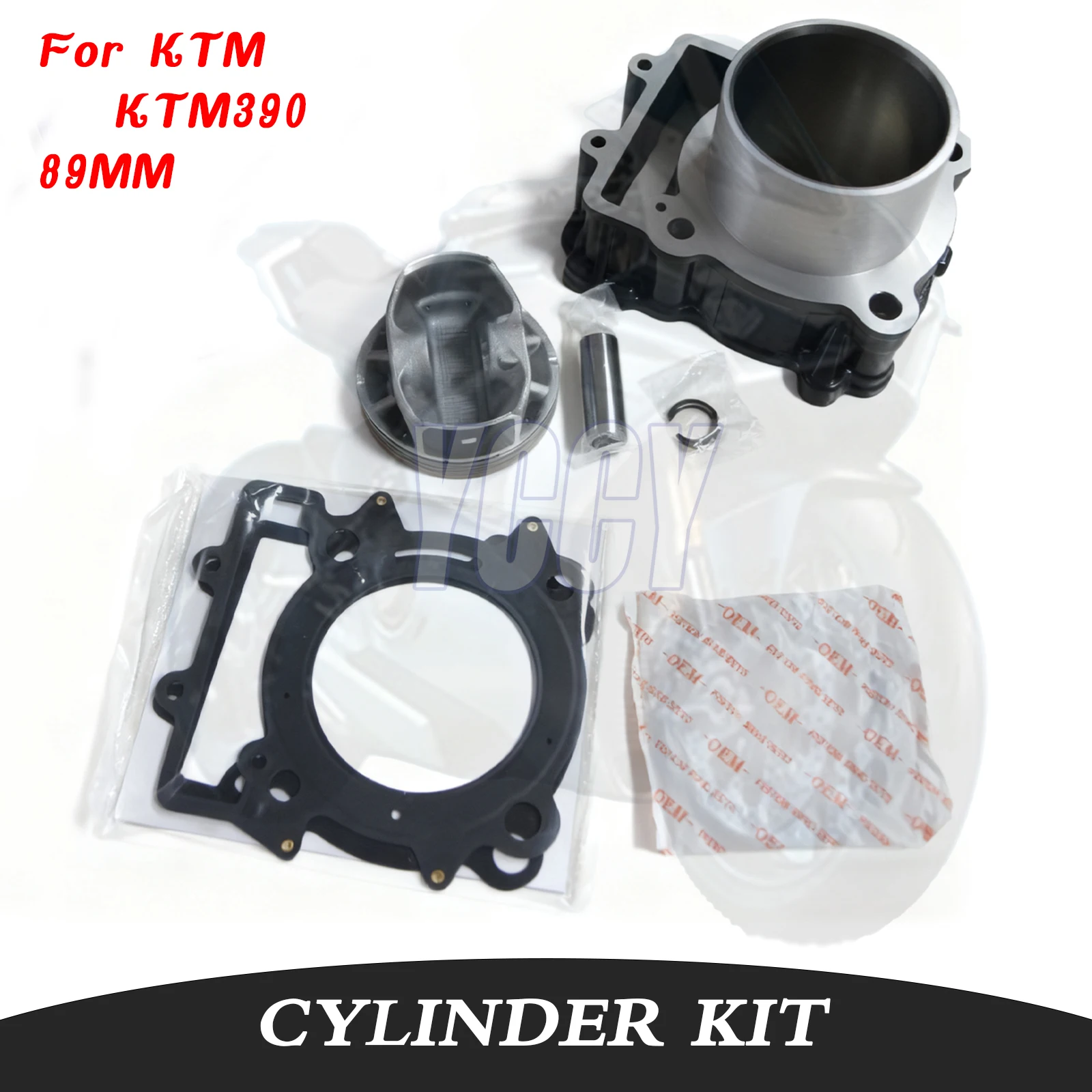 Kit de cilindro de gran cilindro de motocicleta impecable de 89MM, junta de pistón de bloque compatible con piezas de repuesto de motocicleta KTM390 KTM 390