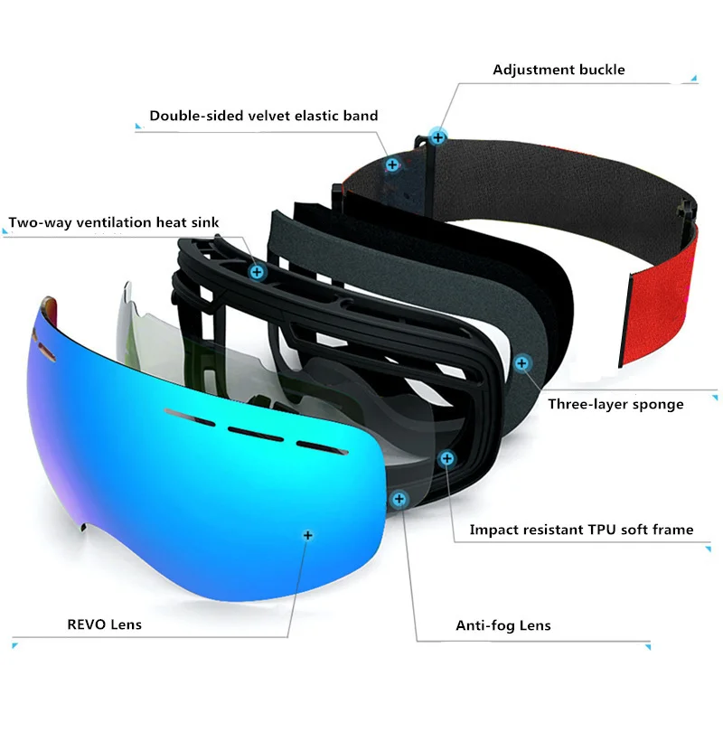 QYQ-Gafas de esquí antivaho de doble capa para hombre y mujer, máscara de esquí grande, protección UV400, gafas de Snowboard para nieve de invierno