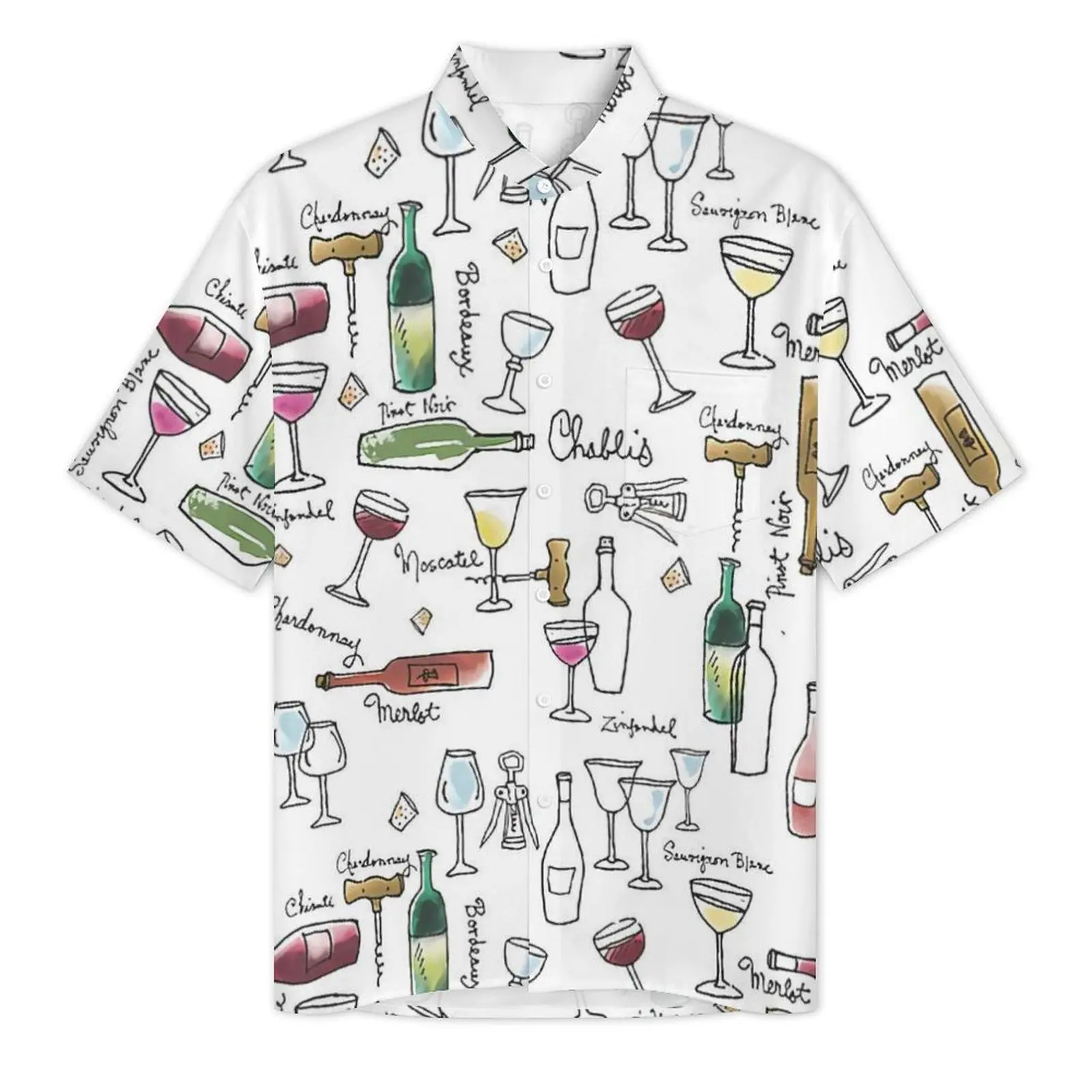 Taste Of Wine Beach Shirt Various Wines Hawaiian Casual Shirts Men Elegant Blouses Short-Sleeved Harajuku Design Clothing