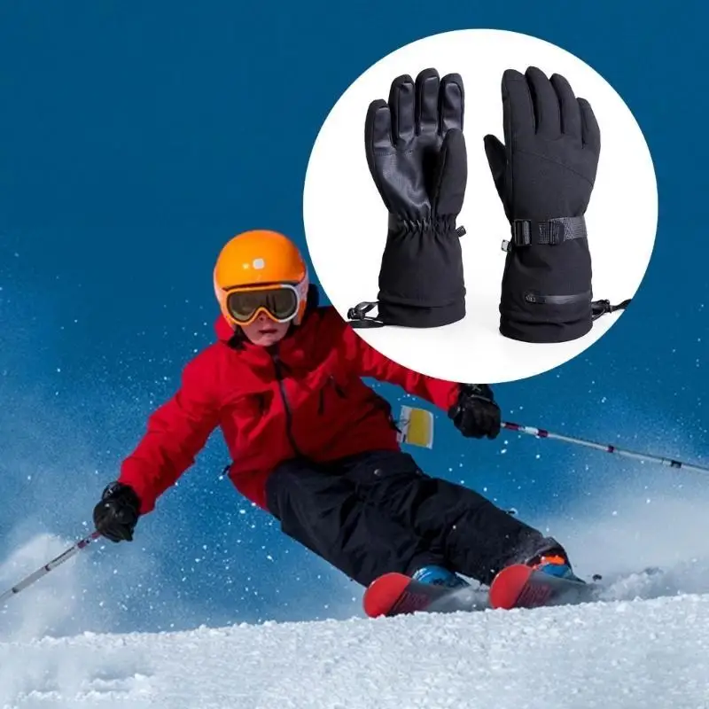 ถุงมือสโนว์บอร์ดกันน้ำ 340F กระเป๋าซิปถุงมืออุ่นฤดูหนาวสำหรับสภาพอากาศหนาวเย็น