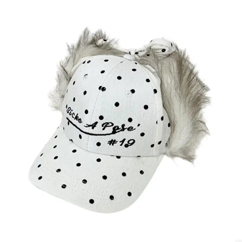652F Women Baseball Hat 2000s Plush Earflap Fun Furry Hat for Idol Concert Shows Embroidery Caps for Adults