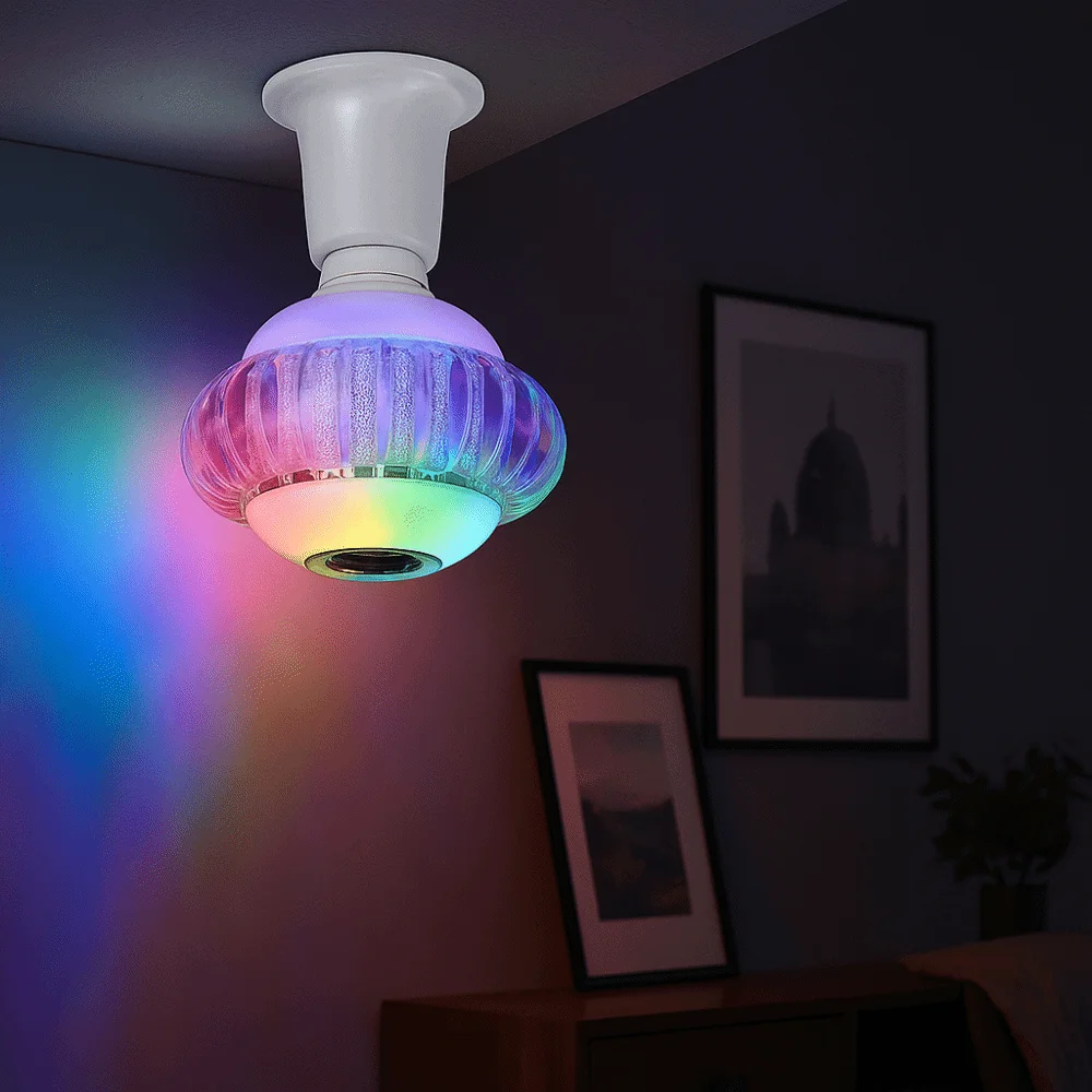 

E27 Base Music Light Bulb RGB White Light Color Changing Smart LED Bulbs Remote Control Wireless Bluetooth Atmosphere Light