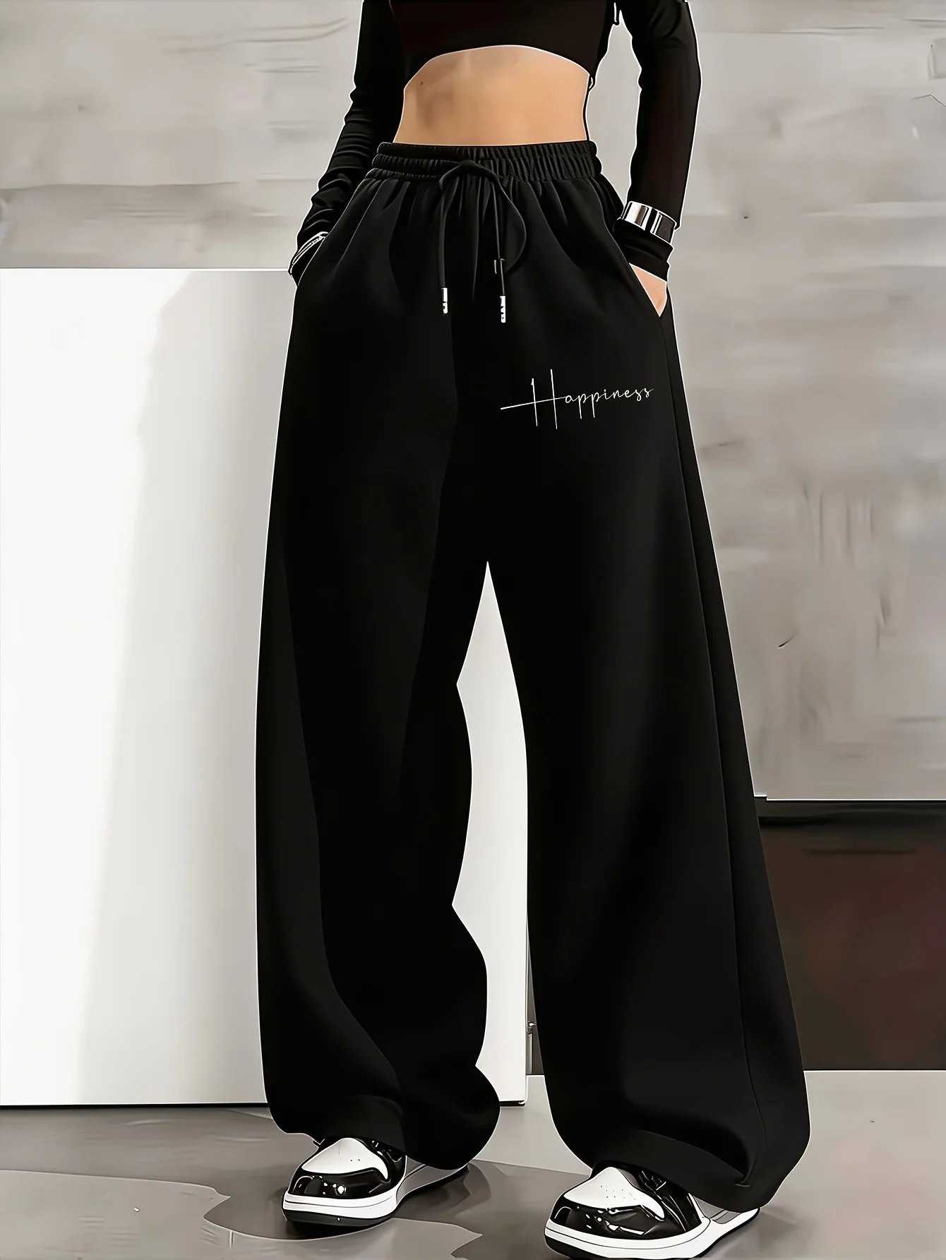 Ladies' Casual Jogging Pants Popular Graphic English Letter Element Pattern Art, Y2K Loose Straight Leg Pants