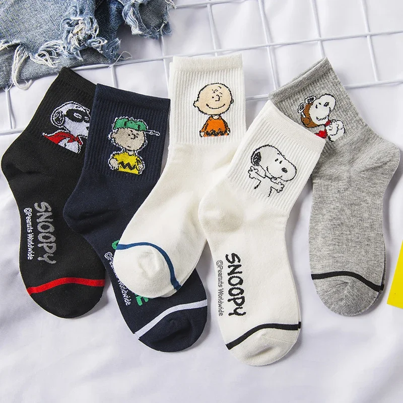 Snoopy Cartoon Mid Tube Socks Cotton Breathable Japanese Kawaii Sports Style Comfortable Couple Socks Fashion Birthday Gifts