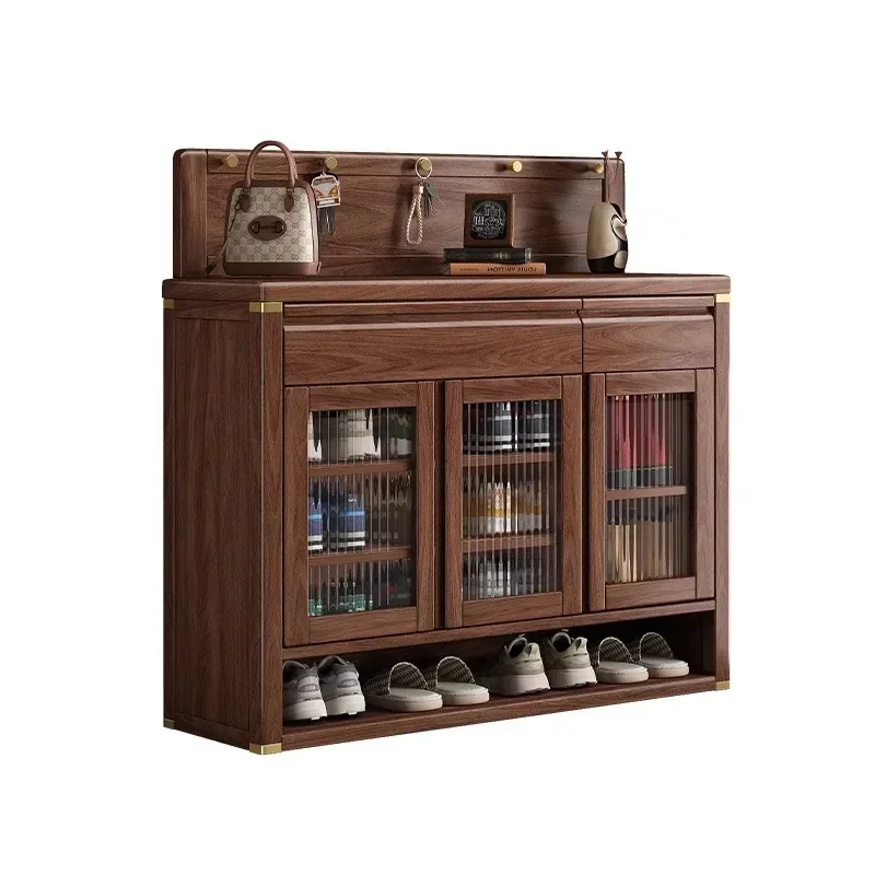 shoe cabinet, living room entry black walnut home door shoe storage cabinet