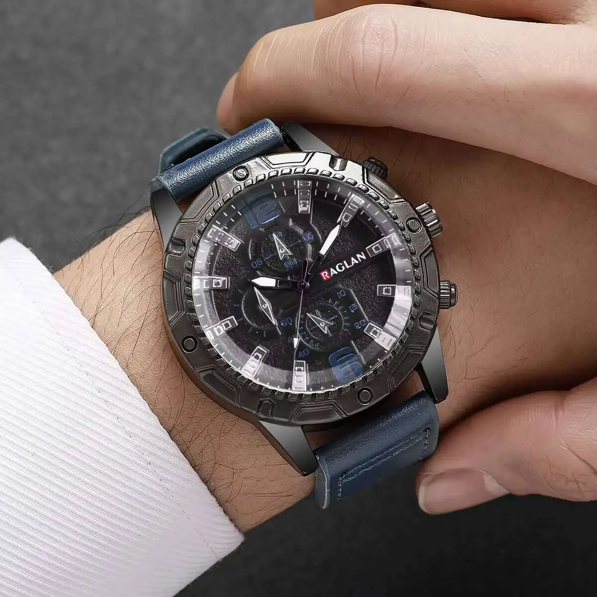 أزياء حزام من الجلد الرجال كوارتز ساعة عادية الطلب الكبير ساعة يد رياضية للرجال ساعة Reloj Hombre (بدون صندوق)