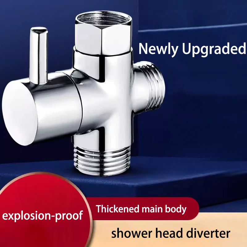 Three Way T-shaped Shower Diverter Valve G1/2 Alloy Faucet Connector Bathroom Shower Water Diversion Adapter