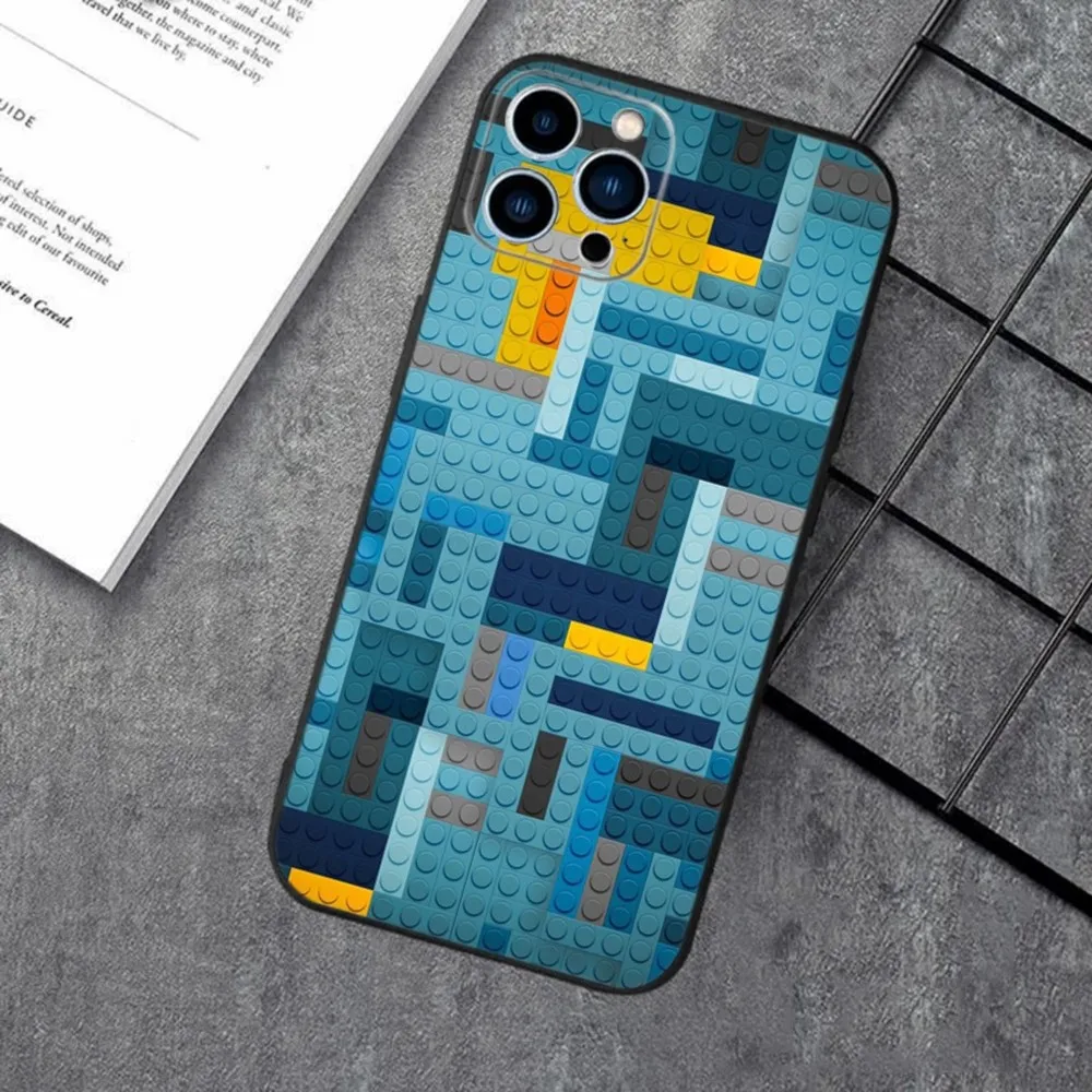 L-Lego Bricks Background  Phone Case For Apple iPhone 15,14,13,12,11,XS,XR,X,8,7,Pro,Max,Plus,mini Silicone Black Cover
