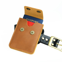 Designer Leather Belt Bags for Cards and Passport Pouch Coin Cowhide Waist Belt Bag for Men Pouch Protective Cover