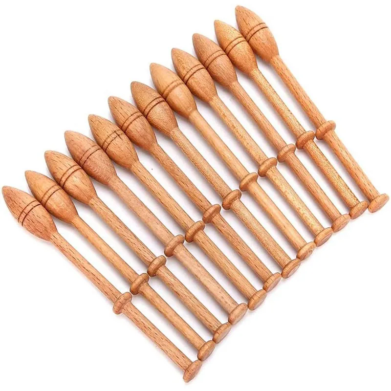 12Pcs Bobbin Lace Kit Craft Knitting Needle Weaving Tool Wooden Craft Turned Wood Weaving Tools for Lace Making