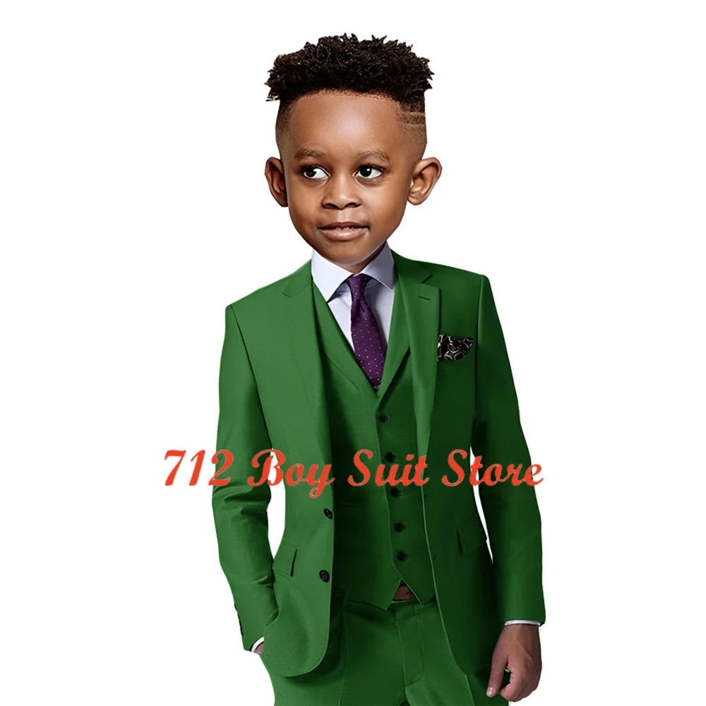 Traje Formal para niños, chaqueta ajustada, chaleco, pantalones, conjunto de 3 piezas, esmoquin para boda para niños de 2 a 16 años, ropa de moda para niños, trajes Blazer