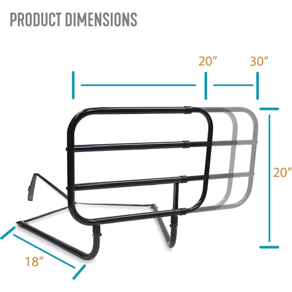 Adjustable Bed Safety Rail for Seniors, Extendable Guardrail with Support Handle, ASTM Certified Fall Prevention Aid