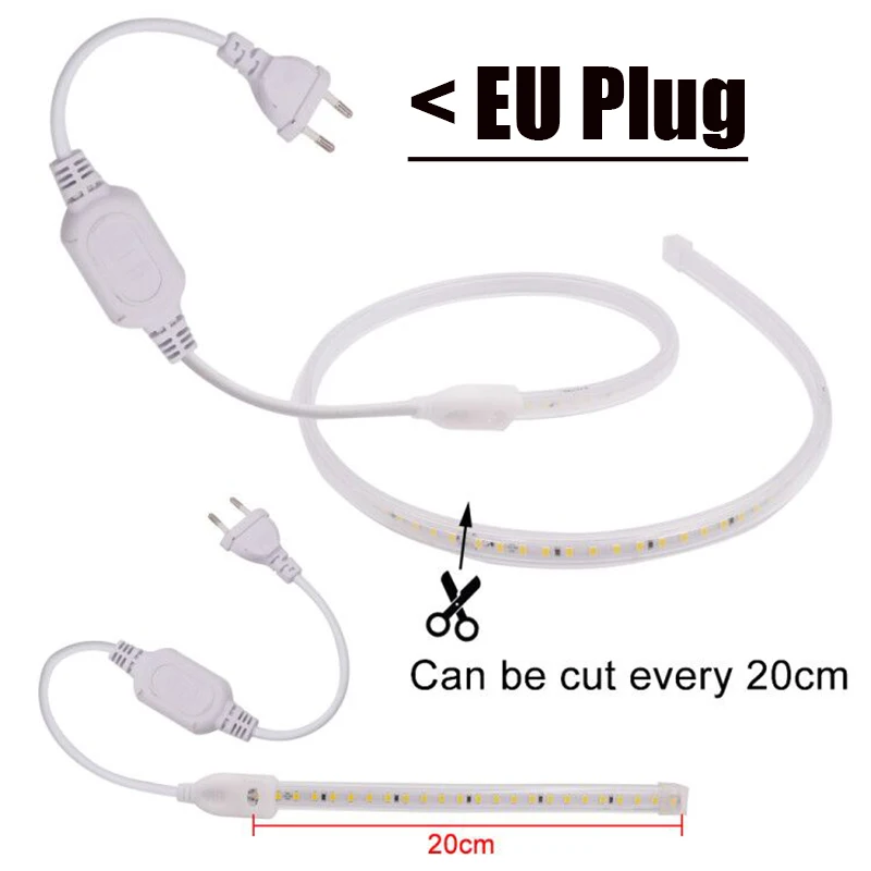 Imagem -02 - Luzes Led Strip para Home Decor Luz de Corda Flexível Ip65 Impermeável Jardim 3000k 4000k 6000k 20cm de Corte 220v ac