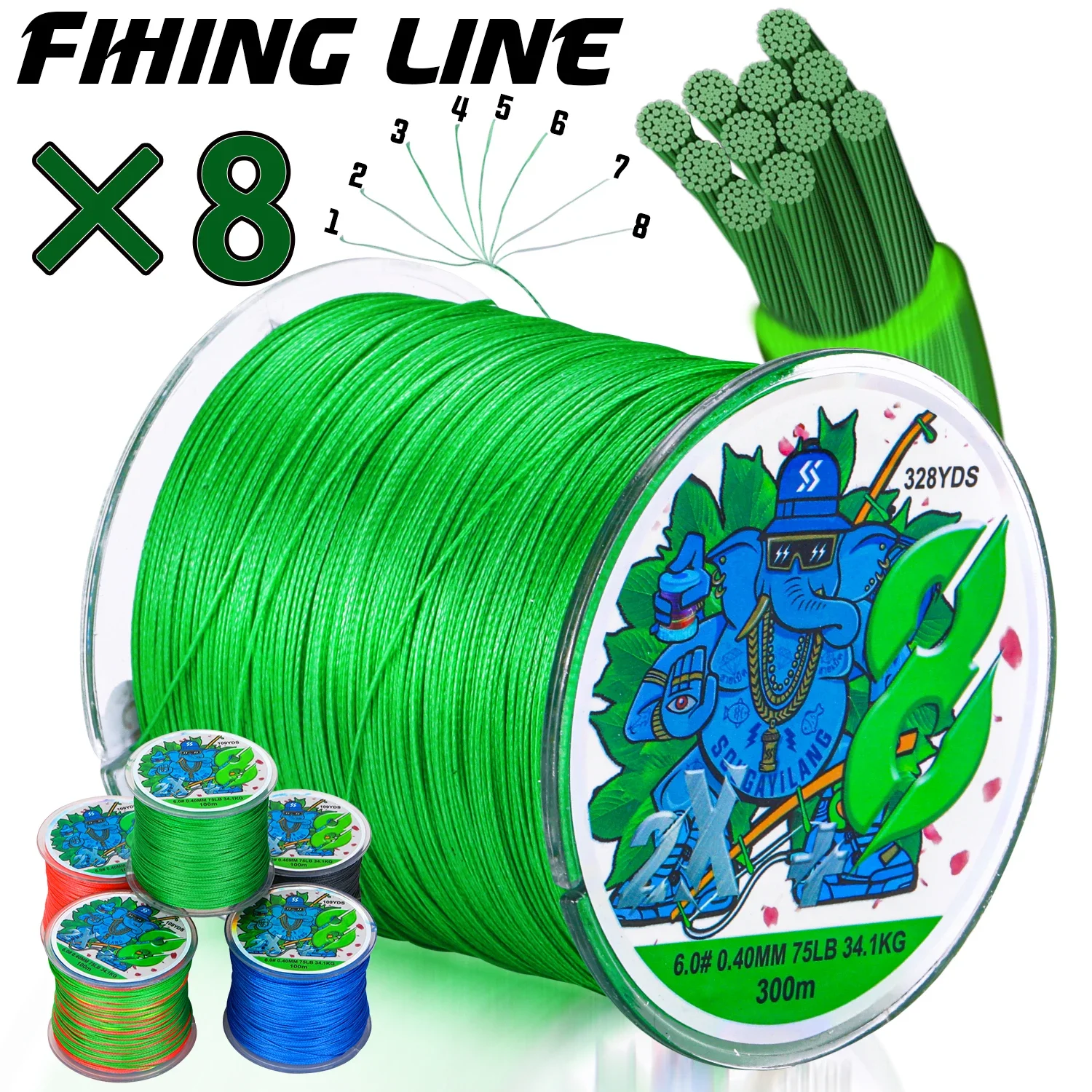 Sougayilang Braided Fishing Line X8 100/300m Drag 16~75Lb Japanese PE Line for Freshwater Saltwater Fishing Accessories Pesca