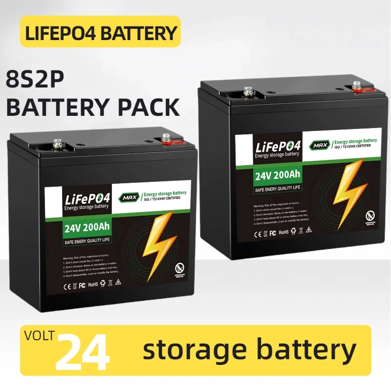 

NEW LiFePo4 24V 200Ah lithium iron phosphate batteryfor RV Electric Car travel Solar Marine OverlandOff-Grid LiFePo4 Battery