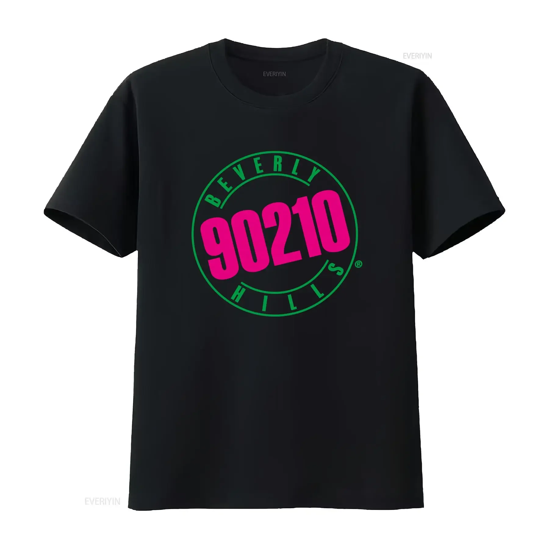 Vibrant Neon Logo Classic Beverly Hills 90210 T Shirt for Men Size Small vintage Washed graphic Unisex Top For Everyday Wear