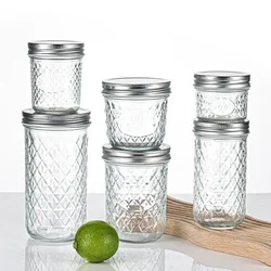 Glass Mason Jars 12/17/22 Oz Cannings Jellys with Food Grade Safe Metal Lids Honey Wedding Favors Shower Diy Spices Jar