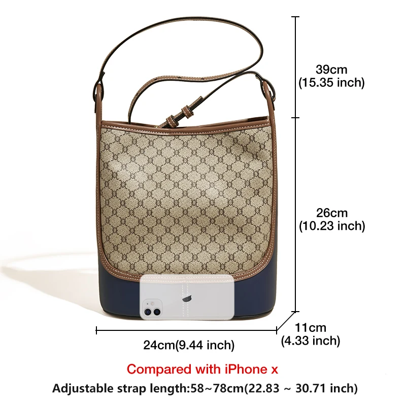 FOXER Lady Fashion Retro Shoulder Bag Large Capacity Office Women Commuter Bag Female PU Leather Adjustable Strap Crossbody Bags