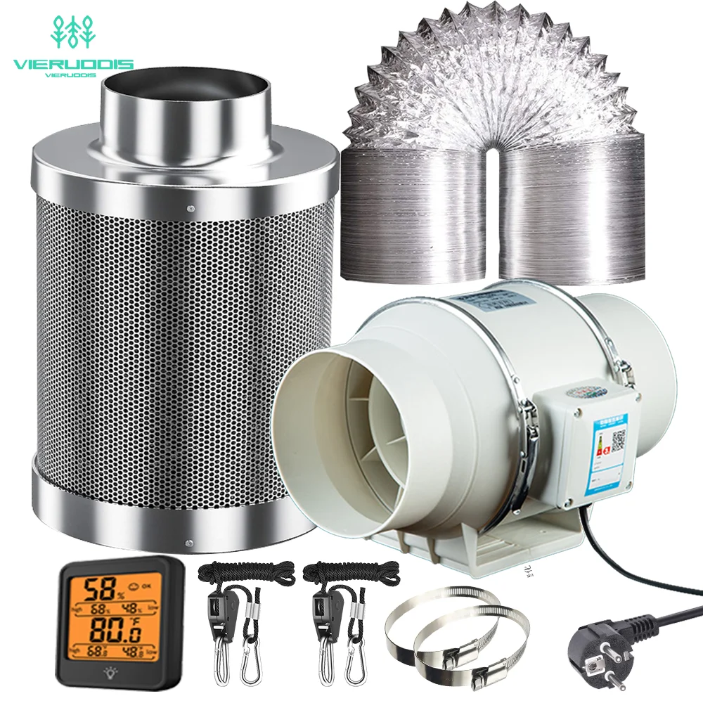 

Centrifugal Fans&Activated Carbon Air Filter 4/5/6/8/Inch 220V Set For Led grow light Indoor Hydroponics Grow Tent Greenhouses