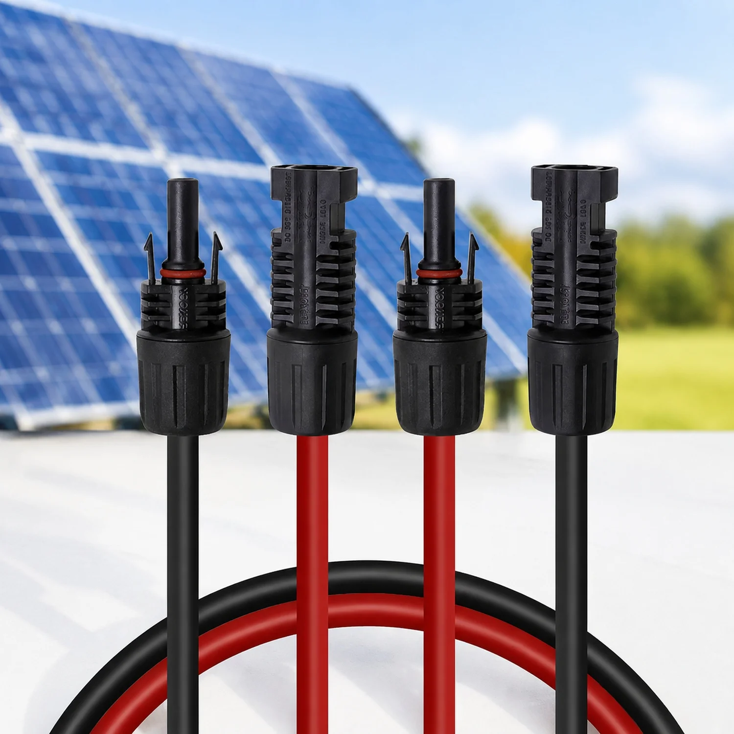 20FT 12AWG Solar Extension Cables, M&F Connector, Black&Red, 1 Pair | MC4 Wire Cord, IP65 Waterproof, UV Protection for Solar