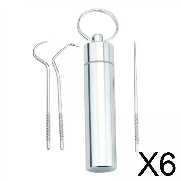 

Набор многоразовых металлических зубочисток для путешествий с тубусом и зубной нитью для пикника и походов