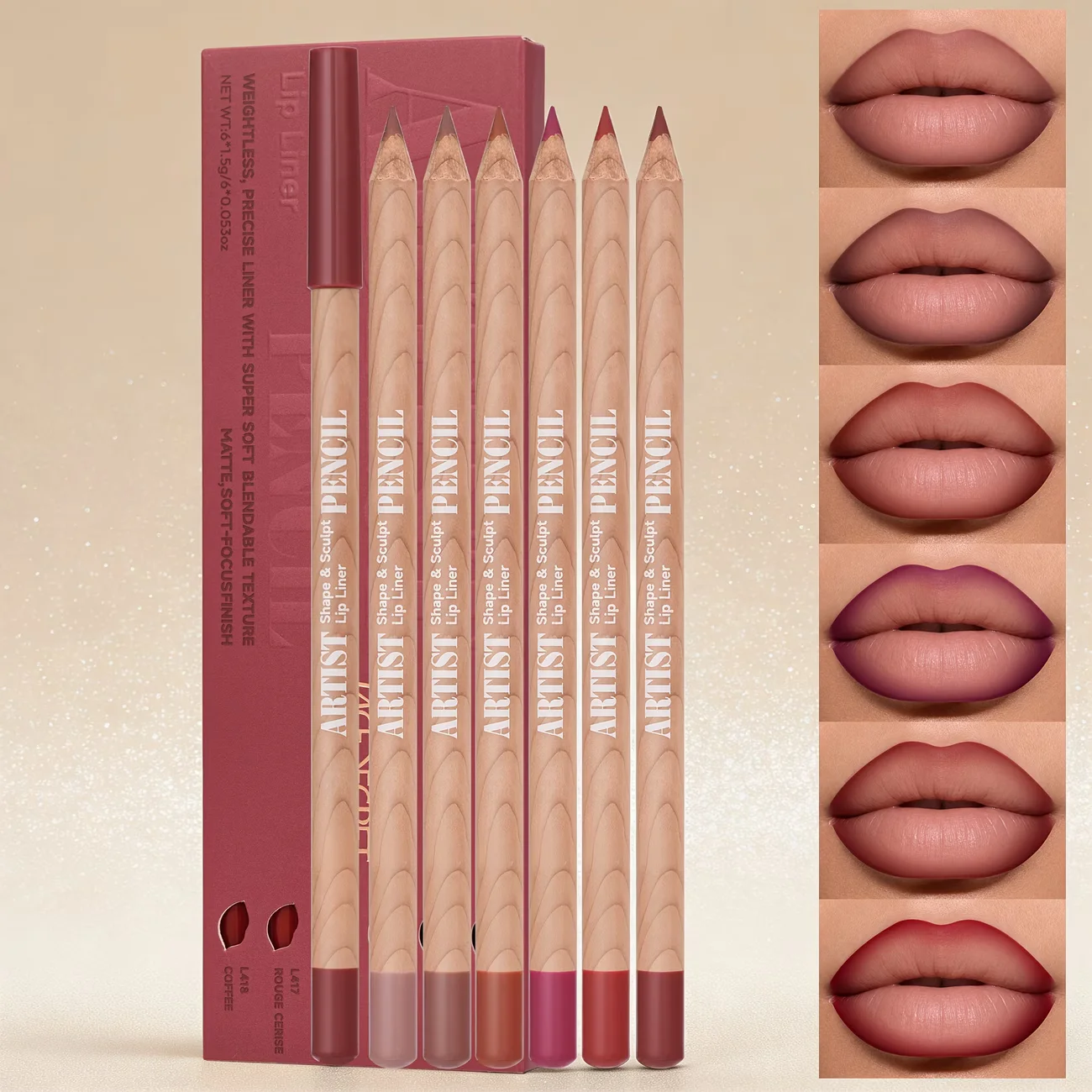 Face Secret 6pcs Velvet Matte Lip Liner Pencils Set LongLasting Non-Drying Perfect for Lining Filling Versatile for All SkinTyp