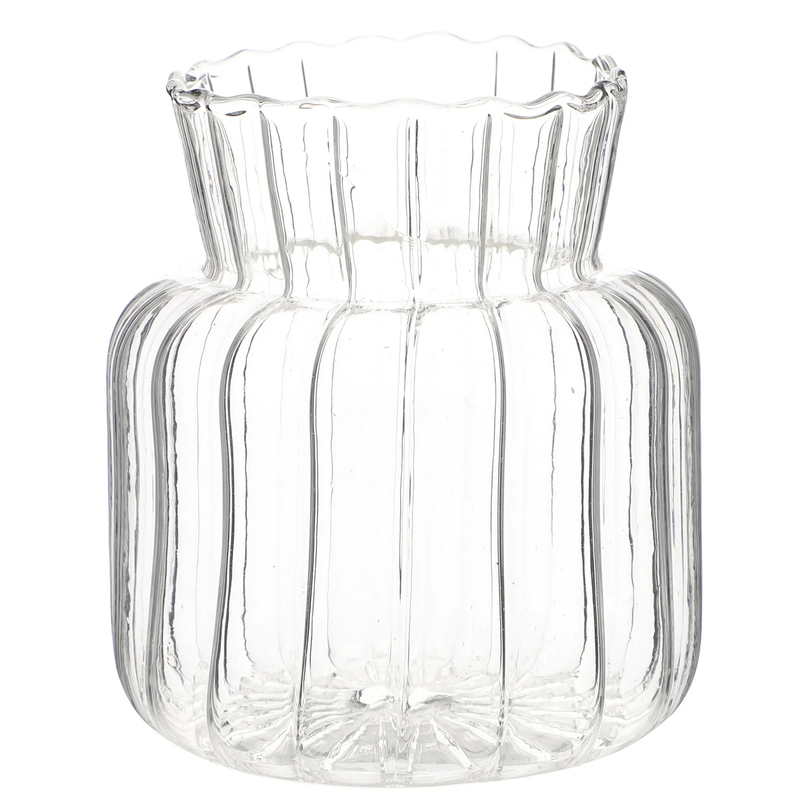 

Striped Glass Vase Flower Vessel Decorative Hydroponic Plant Container Compact Size Desktop Balcony Bookshelf Adornment