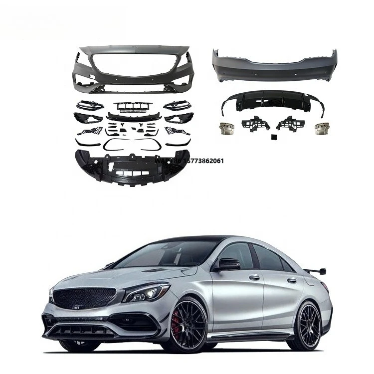 

Автозапчасти: Бампер с решеткой, зеркальным стеклом, задним диффузором в стиле CLA45, обвес для Mercedes-Benz CLA-Класса W117