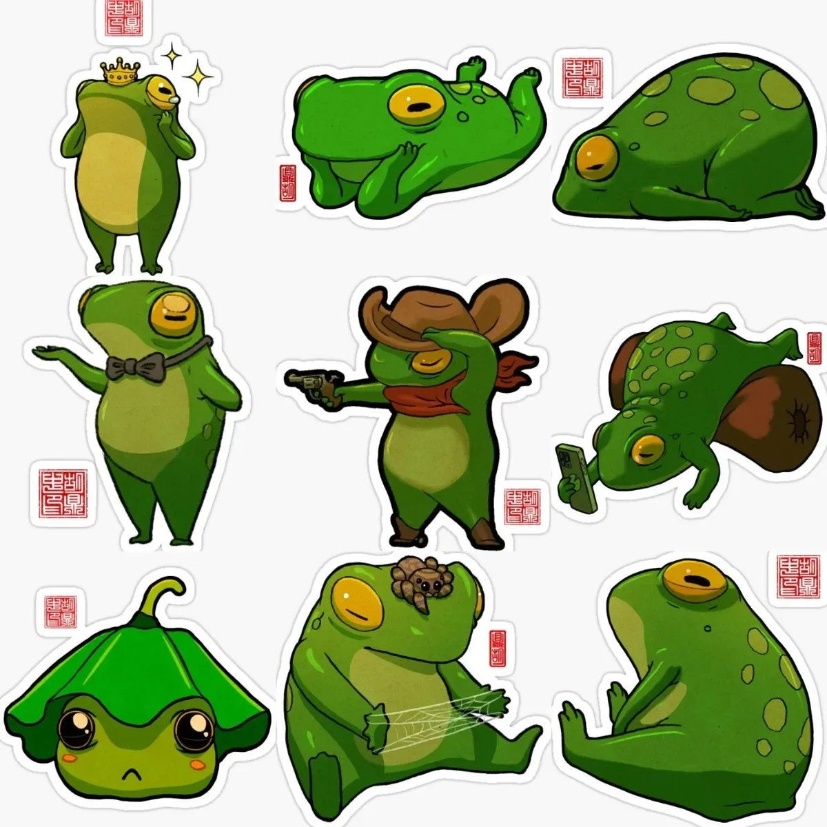 Frog Creative Cute PVC Waterproof Sticker for Camper Off-road Car Laptop Motorcycle Table Helmet Fridge Wall Skateboard Bicycle
