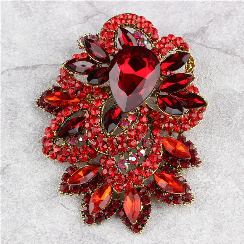 SKEDS Luxury Large Rhinestone Big Brooches Pins For Women Shiny Boutique Decoration Badges Party Banquet Dress Pin Brooch Gift