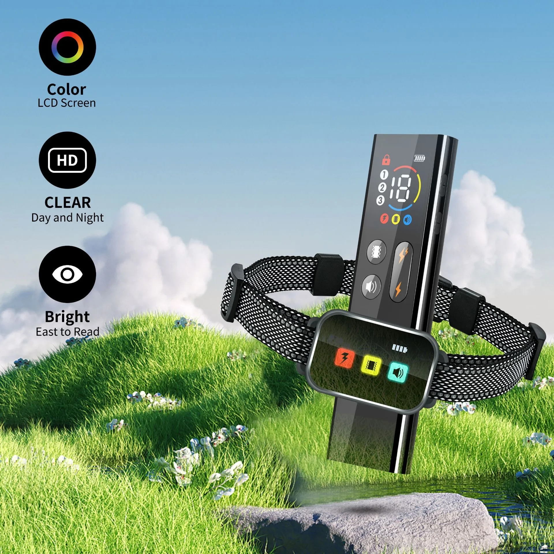 Grosir 2600FT Anti Kulit Hewan Peliharaan E-shock Kerah LED Flash Tahan Air Anjing Pelatihan Kerah