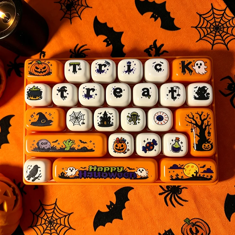 26 Tasten Halloween-Tastatur-Klicker-Schlüsselanhänger, Cartoon-Stressabbau mit Klickgeräusch, Rucksackanhänger, Partygeschenk für Erwachsene – Detail 4