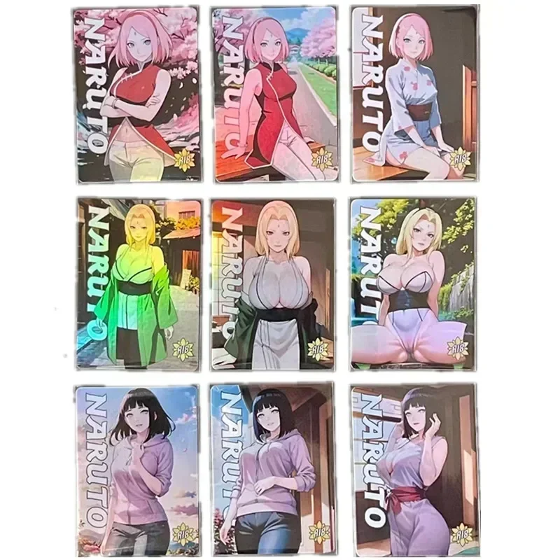 

9Pcs/set Anime Naruto Tsunade Haruno Sakura Hinata Acg Sexy Nude Card Diy Classic Game Gift Toy Collection Card